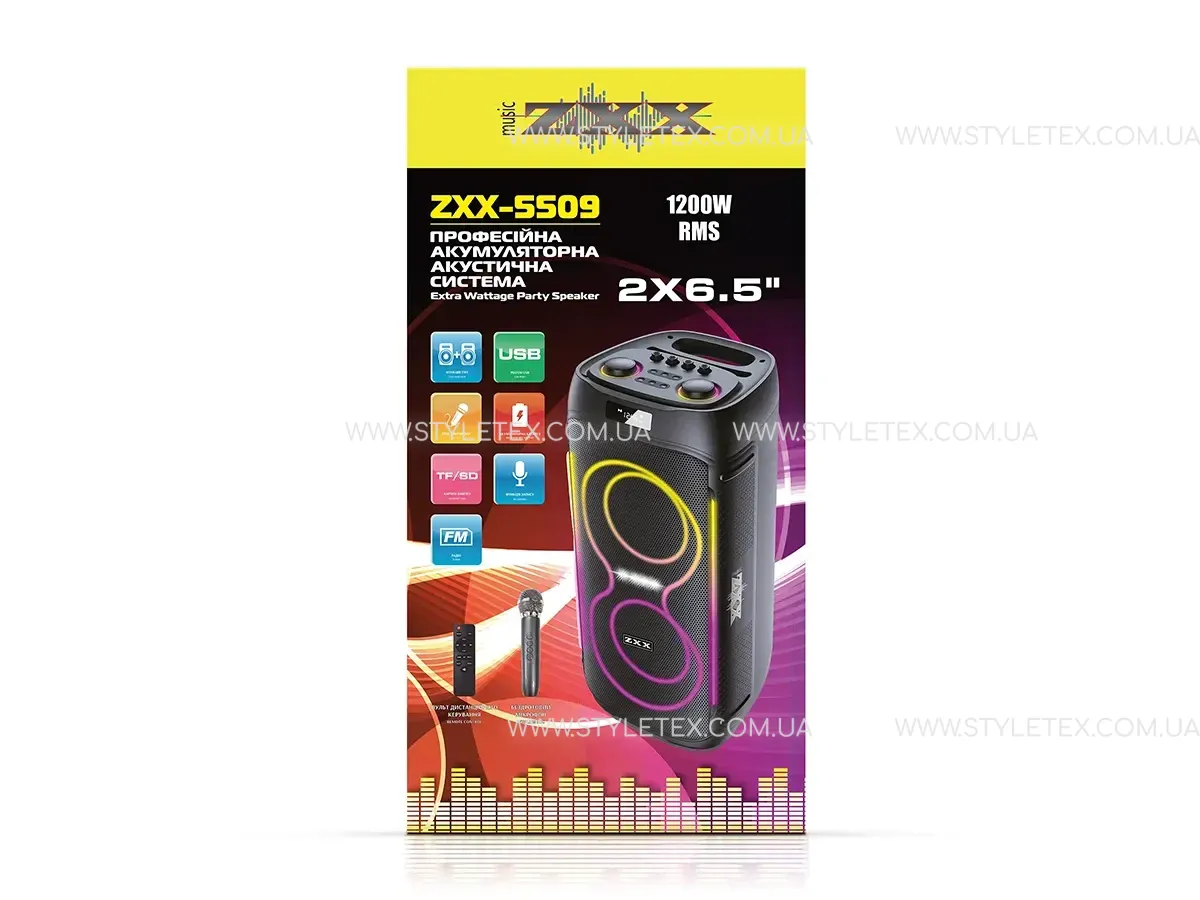 6719949721_akusticheskaya-perenosnaya-kolonka.webp Акустична переносна колонка ZXX-5509 1200Вт 2x6,5" 62х26х26 см USB/TWS/TF/REC/LED/EQ/FM/BT/MIC/ДК