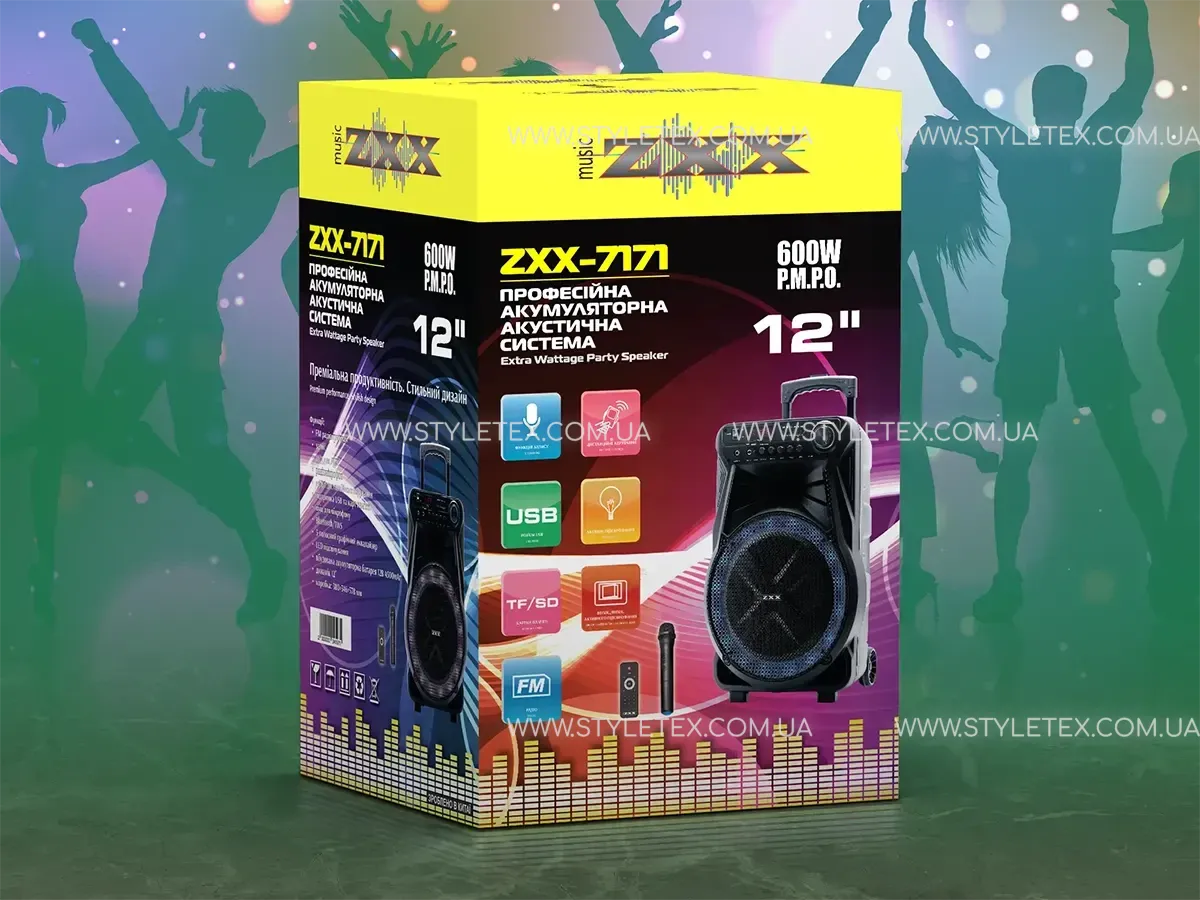 6768013836_akusticheskaya-perenosnaya-kolonka.webp Акустична переносна колонка ZXX-7171 600Вт 12" 35х30х54см USB/TWS/TF/SD/REC/LED/EQ/FM/BT/MIC/ДК