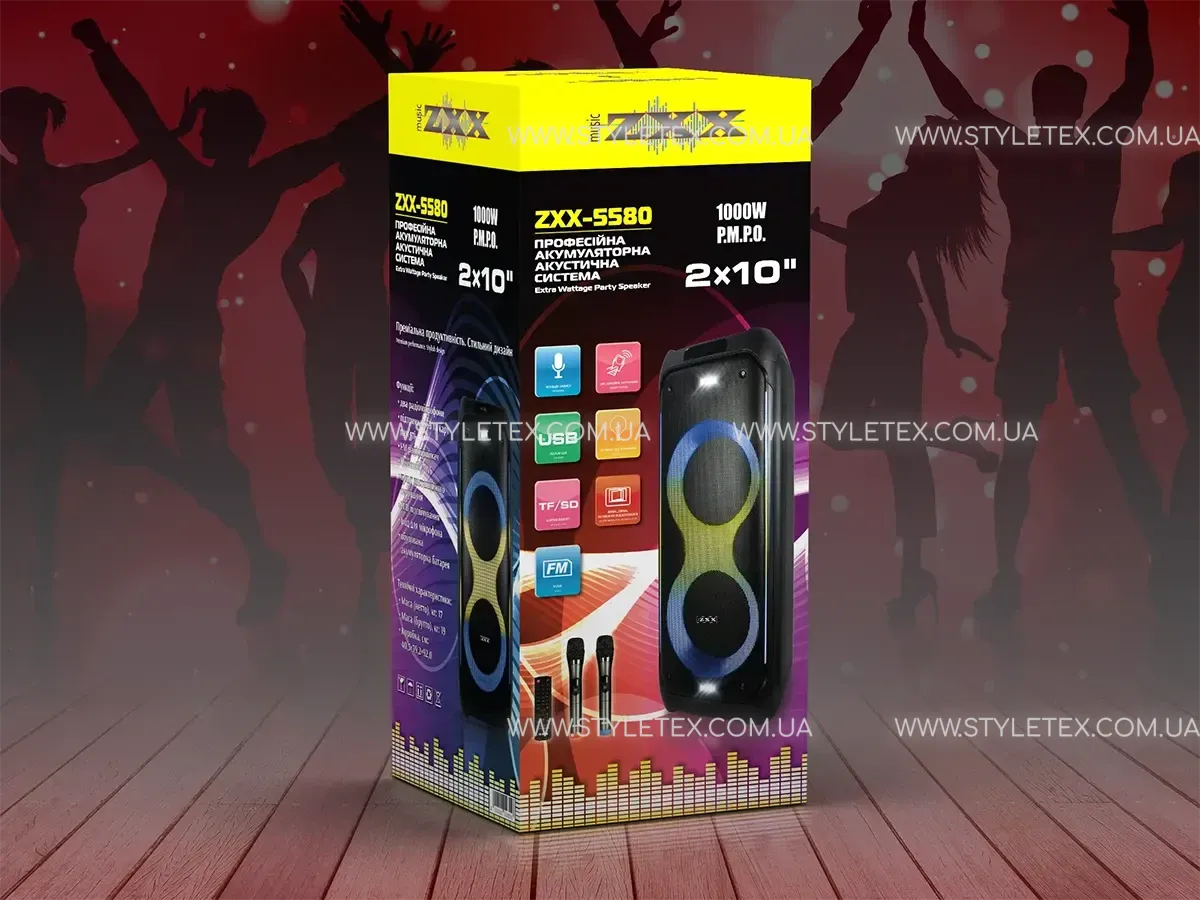 6997840631_akusticheskaya-perenosnaya-kolonka.webp Акустична переносна колонка ZXX-5580 80Вт 2x10" 86х32х32 см USB/TWS/TF/LED/FM/BT/2MIC/ДК