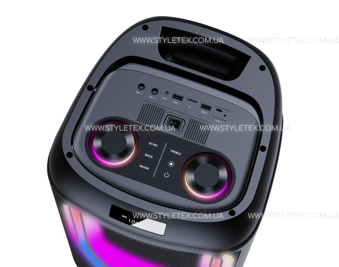 Акустична переносна колонка B208-04 80Вт 2x8" BAAB TWS/FM/USB/TF/BT/LED/2MIC