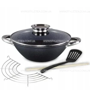 Котел ВОК чавунний з антипригарним мармуровим покриттям Kamille KM-4815MR