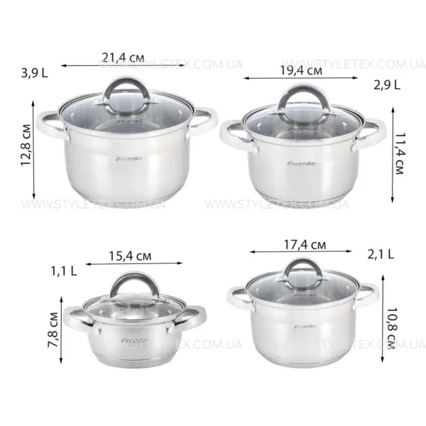 shopping (2) Набір каструль 8 предметів Kamille KM-5637S